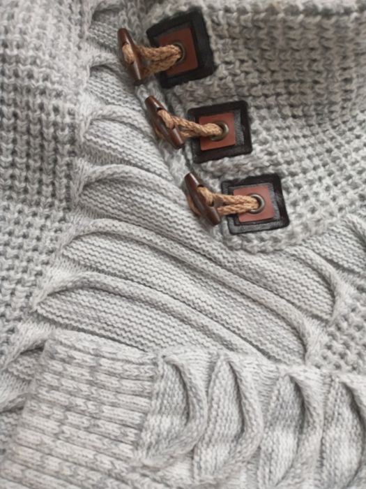 Modny szary męski sweter z dzianiny XXL