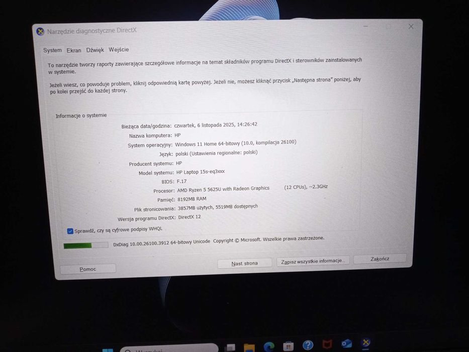 Lombardowski. Laptop HP 15s-eq 512GB SSD 8GB Win 11 BDB stan