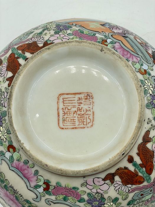 Taça Medalhão Porcelana Chinesa  familia rosa chinês