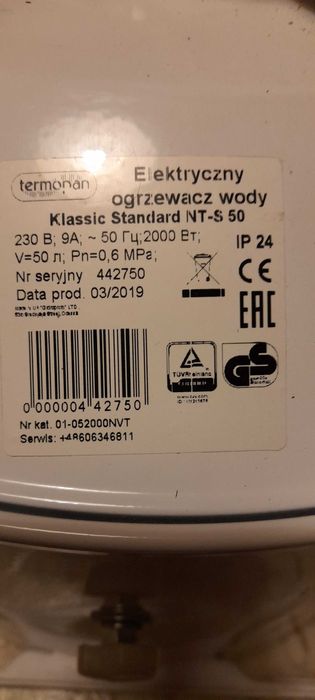 Bojler elektryczny Klasik STANDARD 50 - litrowy