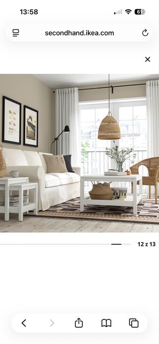 IKEA HAVSTA – biały stolik kawowy 100×75 cm – lite drewno
