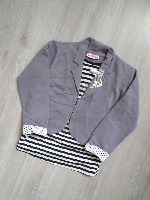 Marynarka dziewczęca szara 140