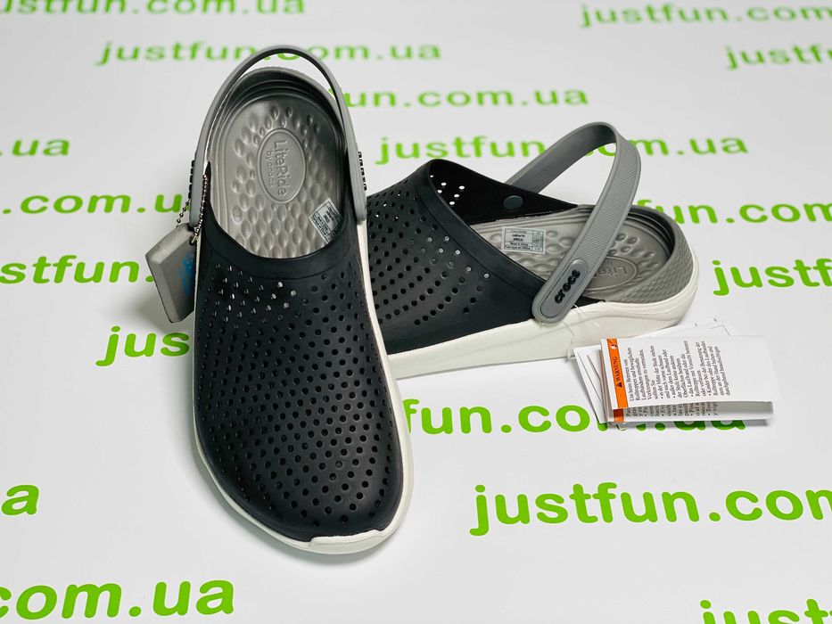 Crocs LiteRide Clog BlackSmoke кроксы мужские черные оригинал 36-44