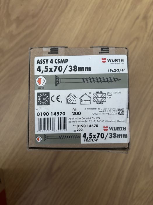 Wkręty do drewna 4,5 x 70/38mm Wurth