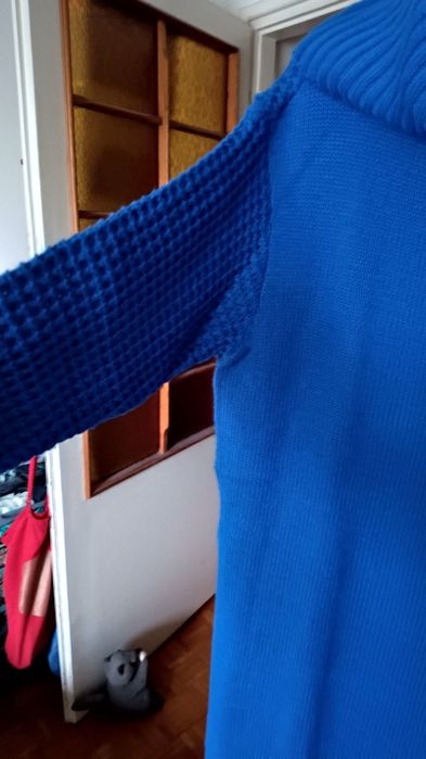 Kobaltowy długi sweter/sukienka r. 48