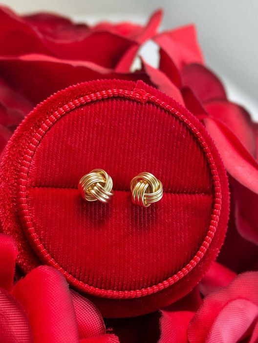 Złote Kolczyki Supełki/Błyszczące/Próba 585 Wysyłka/Kurier/Pobranie