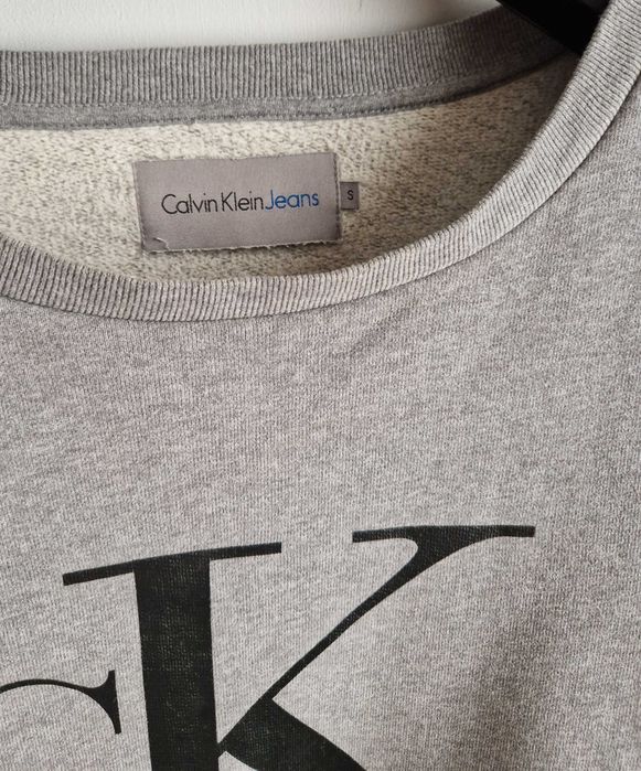 Super modna szara bluza oversize CALVIN KLEIN 36 S duże logo