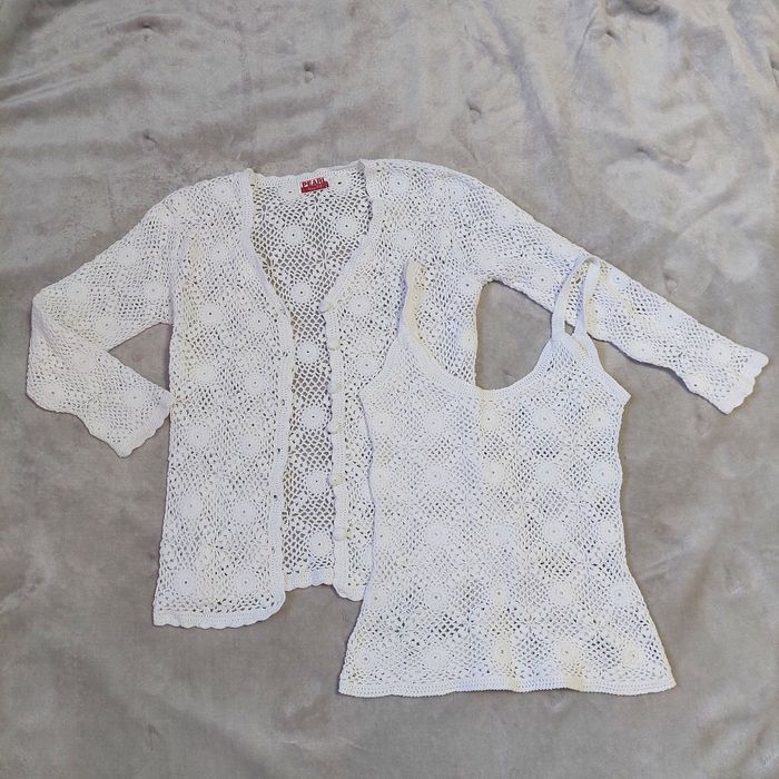 Жакет вязаний кружевний нарядний набір кофта блуза