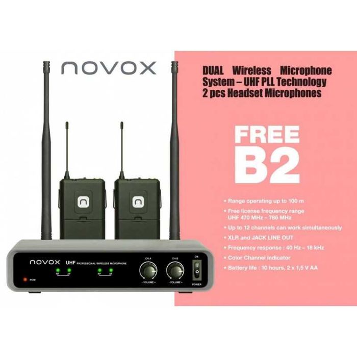 Mikrofony Bezprzewodowe Nagłowne Novox Free B2 zestaw 2szt.