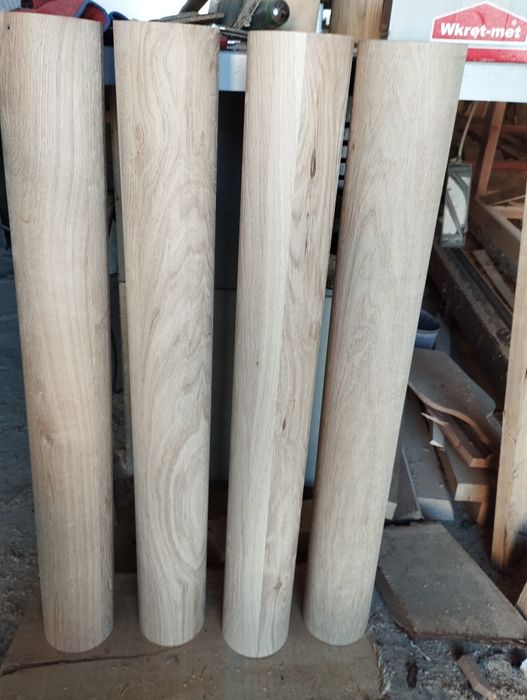 Wałki nogi toczone dębowe rękodzieło paliki kołki