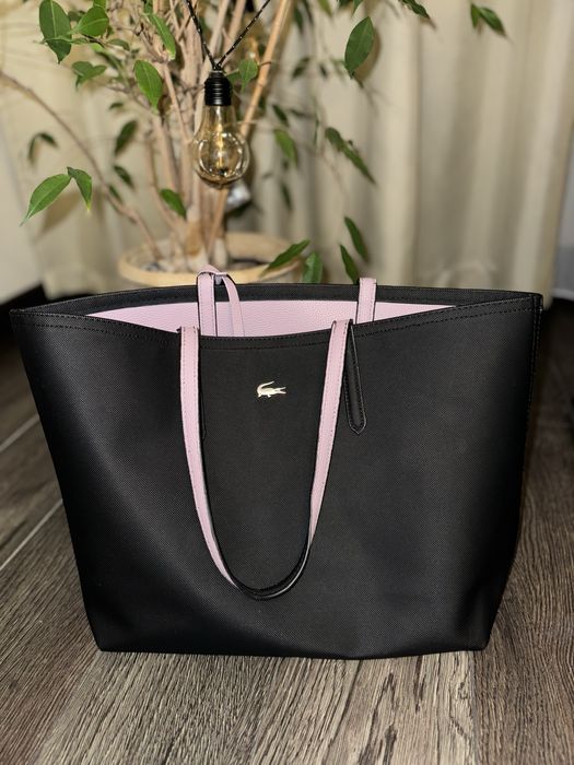 Сумка тоут шопер lacoste оригинальная сумка черная духстороння