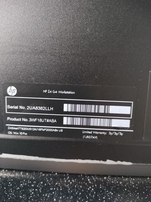 Робоча станція HP Z4 G4 / Intel Core i7-7820X / 16GB DDR4 / 256GB NVME / 5GB NVIDIA P2000