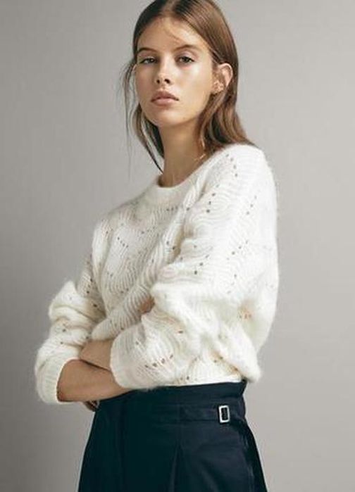 Мохеровый свитер ажурной вязки massimo dutti