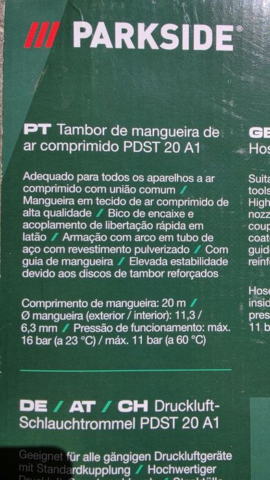 Enrolador de manqueira de ar comprimido Parkside