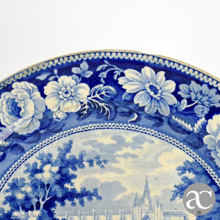 Prato faiança inglesa Staffordshire, dec. Mosteiro da Batalha, séc XIX