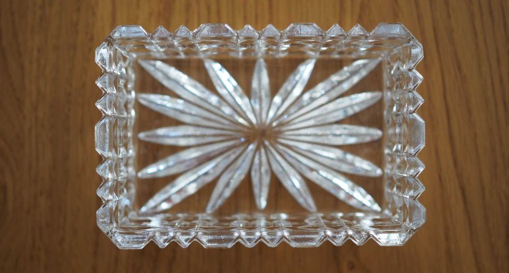 Kryształowa popielniczka, pojemnik, papierośnica PRL