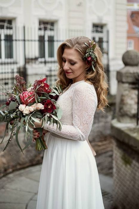 Suknia ślubna Julia Rosa rozm. 38 boho rustykalna koronka