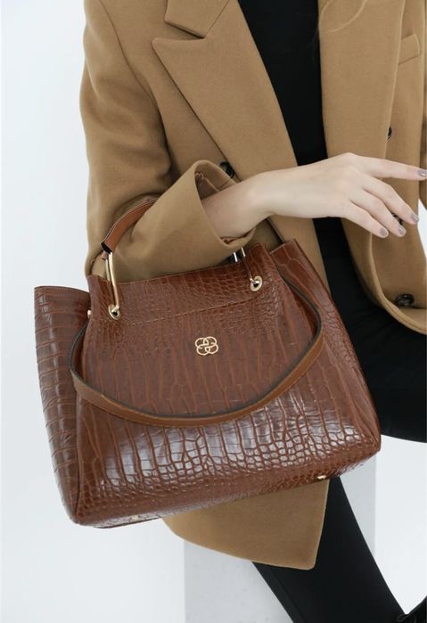 Сумка шкіряна  коричнева велика