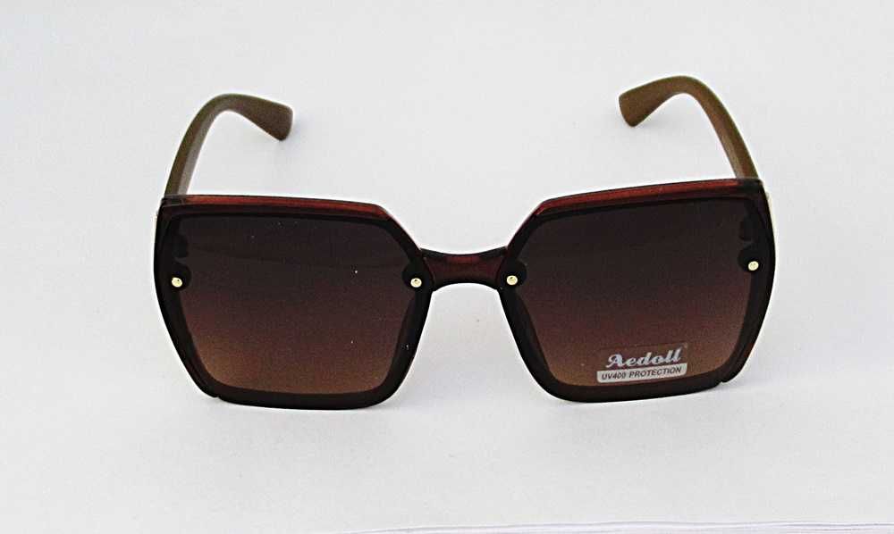 Okulary przeciwsłoneczne wzorki kwiatki brązowe duże geometryczne M3