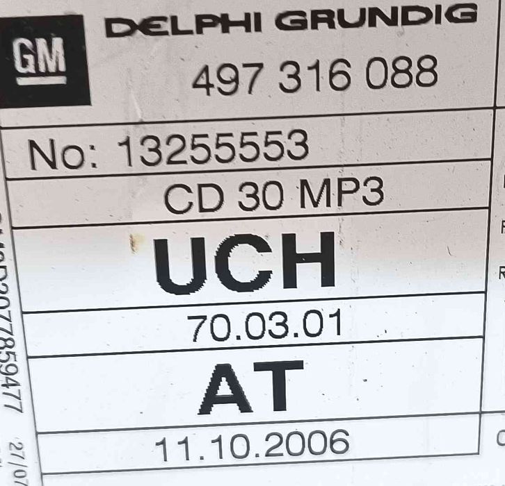 Rádio / Auto Rádio 13255553 - OPEL ASTRA H