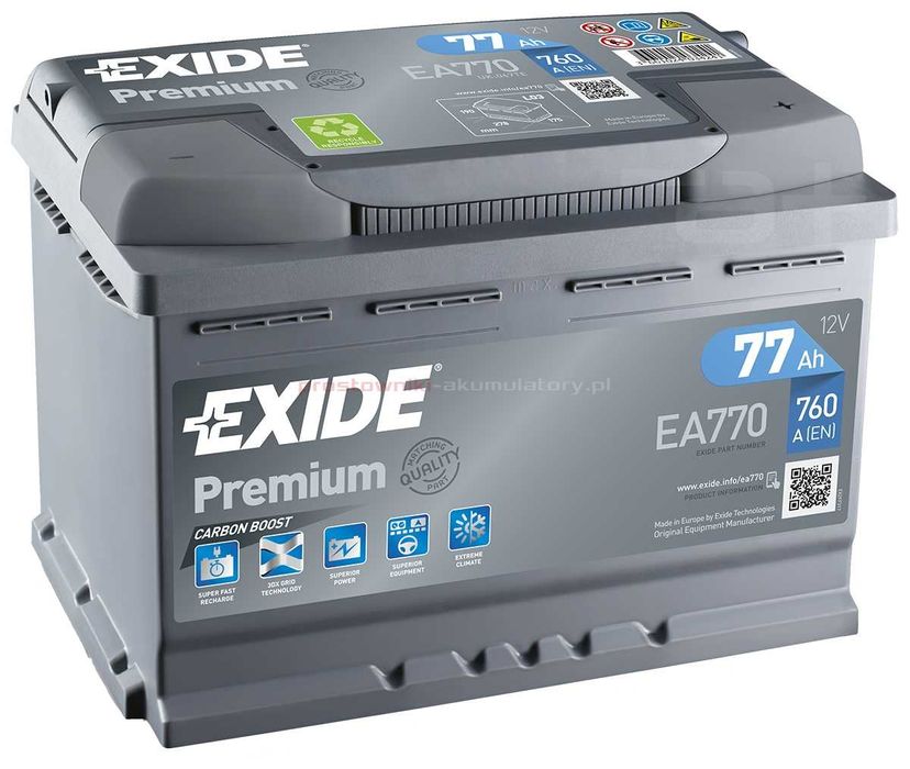 Akumulator EXIDE 77ah 760a EA770 ul. Lubicka 22