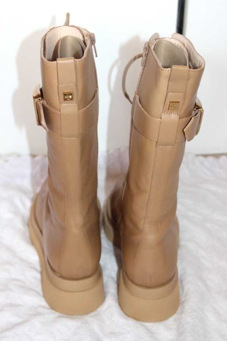 hogl skóra skórzane kozaki botki trekkingowe 39 40 bezowe camel