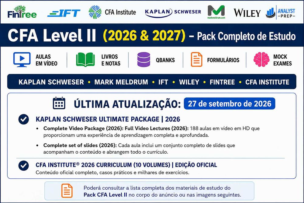 Pack Completo CFA Level II 2026/2027 + Kaplan Schweser Ultimate 2026