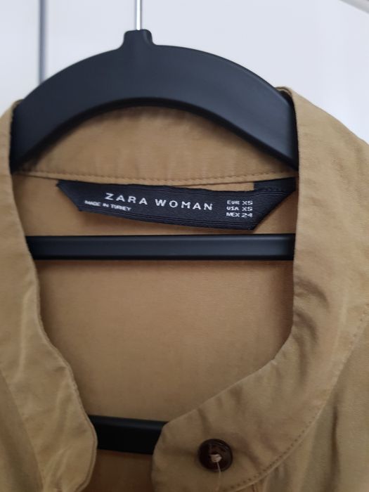 Zara oliwkowa sukienka XS S basic oversize jesienna khaki rozkloszowana fajny materiał codzienna