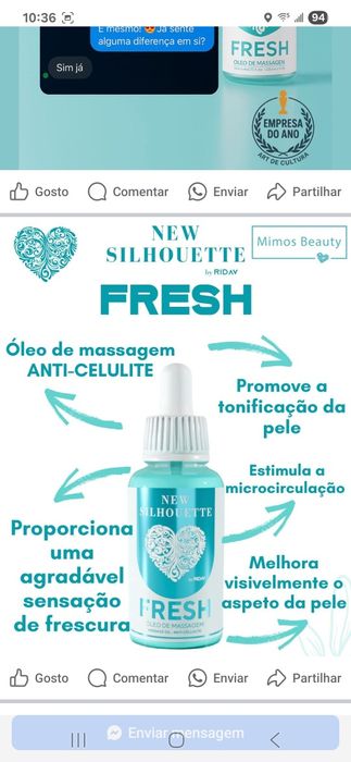 New Silhouette Fresh Óleo de Massagem