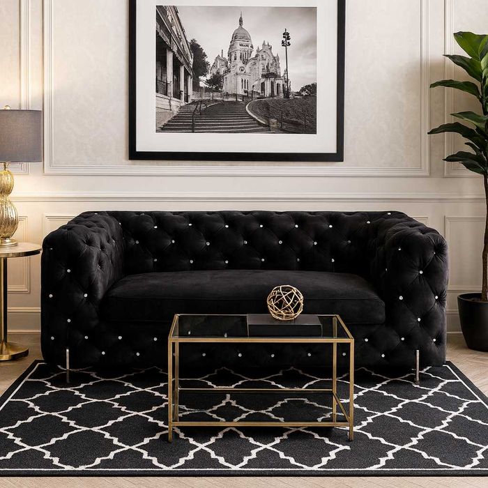 Sofa chesterfield elegancka do salonu z funkcją spania