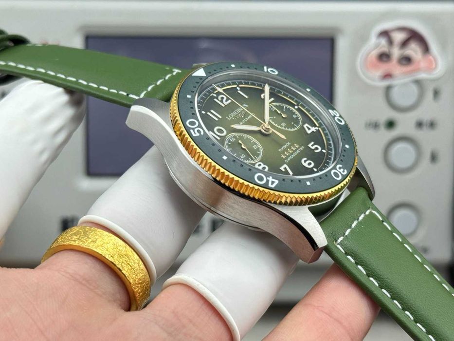 Годинник автоматичний Longines Spirit Flyback Skóra Ø42mm green