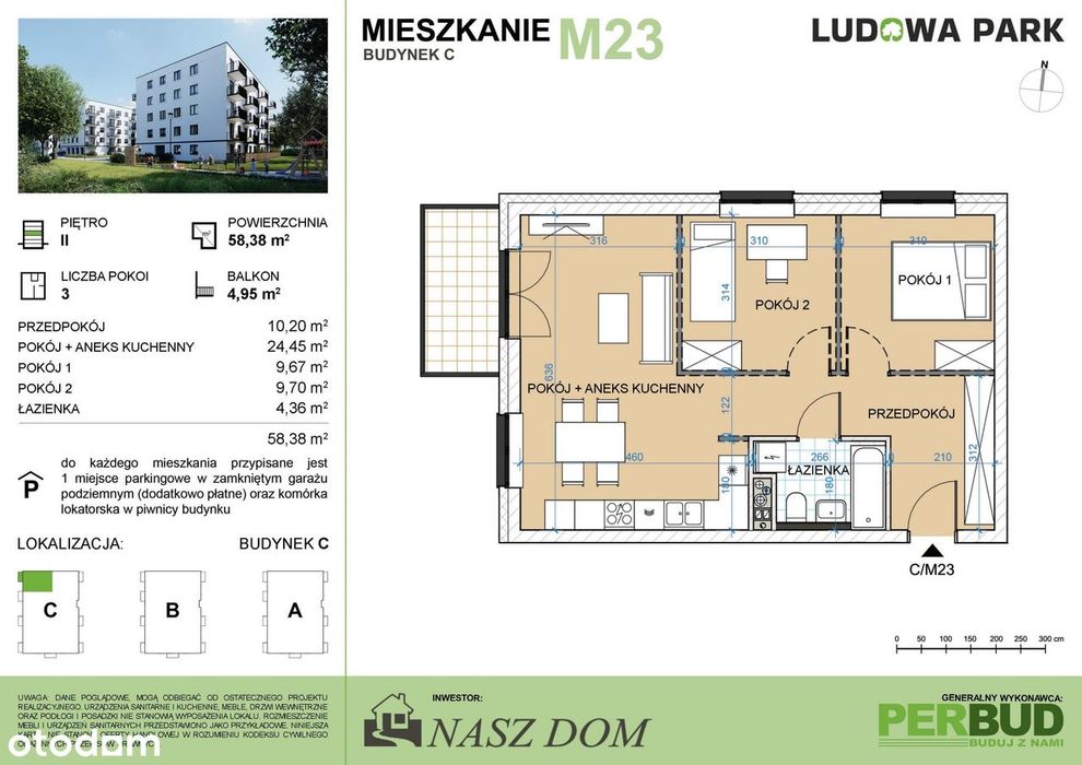 Ludowa Park | mieszkanie 3-pok. | C_M23