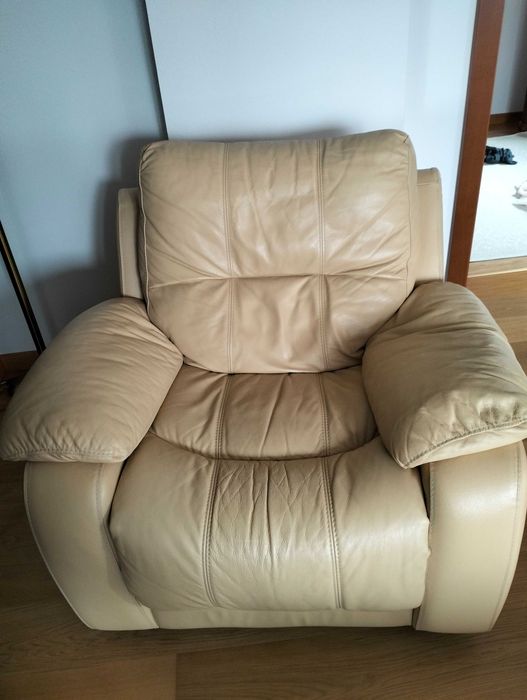 Komplet wypoczynkowy ze skóry naturalnej