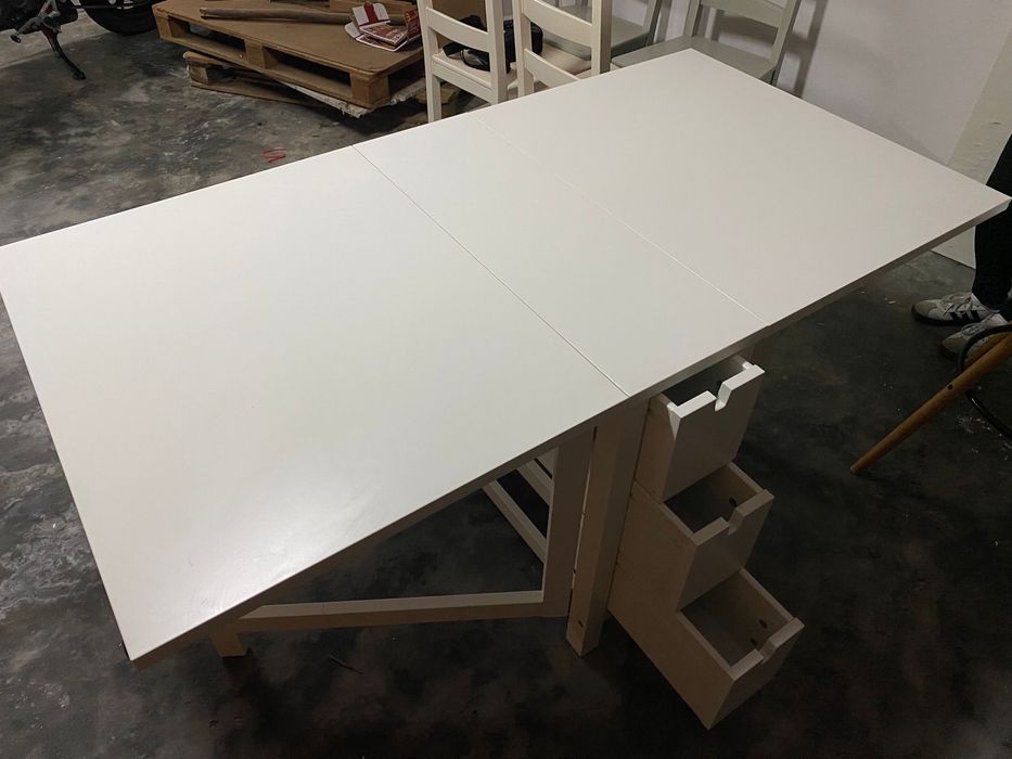 Mesa abas rebatív/pernas articul, branco, 26/89/152x80 cm