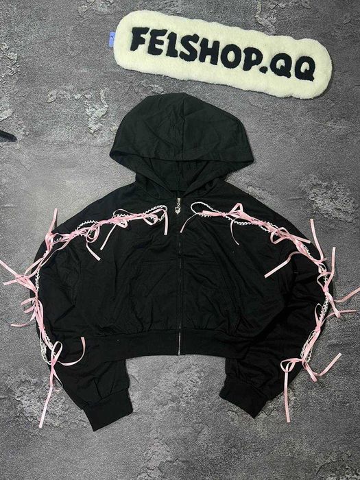 PRINC355 RIBBON CROP ZIP HOODIE BABY вкорочене худі зіпка