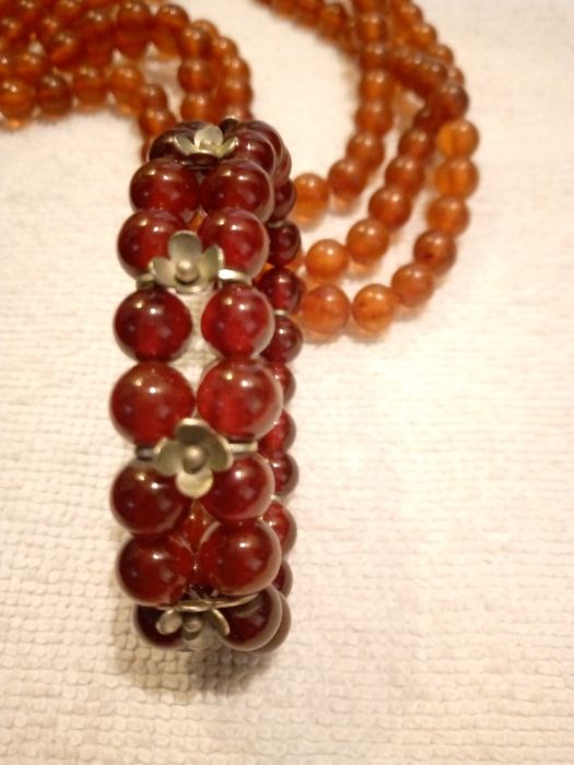 Янтарьные бусы комплект СССР, янтарь Калининград, серьги серебро янтар