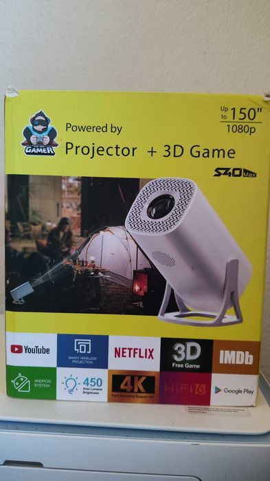Projetor Android Gamer WiFi + 2 Comandos | Netflix, YouTube e Cinema em Casa
