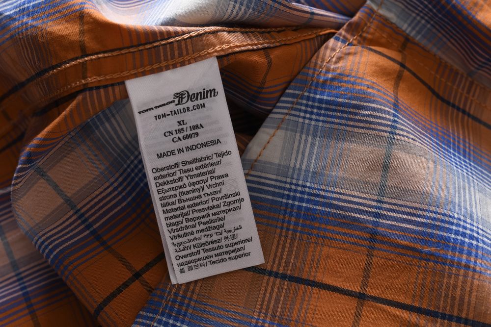 TOM TAILOR DENIM pomarańczowa koszula w kratkę 100% bawełna XL k 44