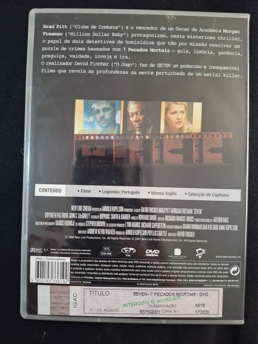 DVD Se7en. Sete pecados mortais.*