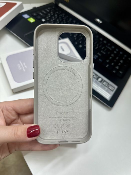 Шкіряний чохол чехол leather case magsafe 16 pro max