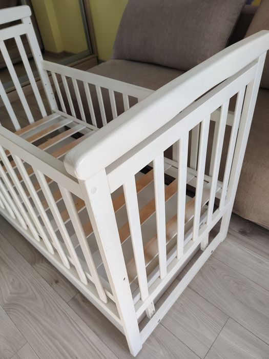 Ліжко дитяче біле з маятником та матрацом. 3 в 1 - Львів