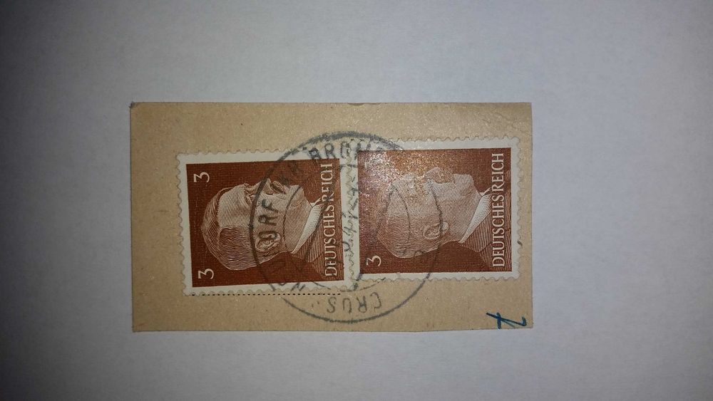 2 niemieckie ZNACZKI POCZTOWE z 1943 r.