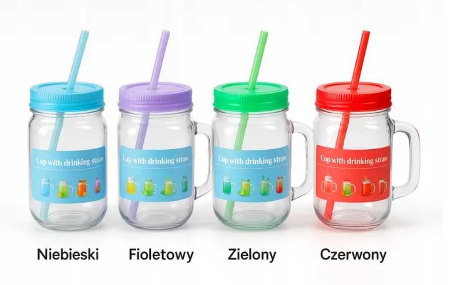 Kubek do picia z kostkami lodu i słomką