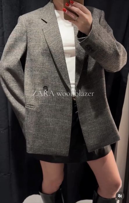 Пиджак жакет Zara шерсть оверсайз