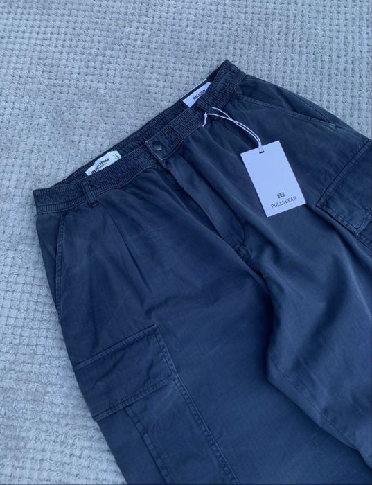 Pull & Bear Balloon Cargo Tracking Pants Blue Size:L карго штани балон