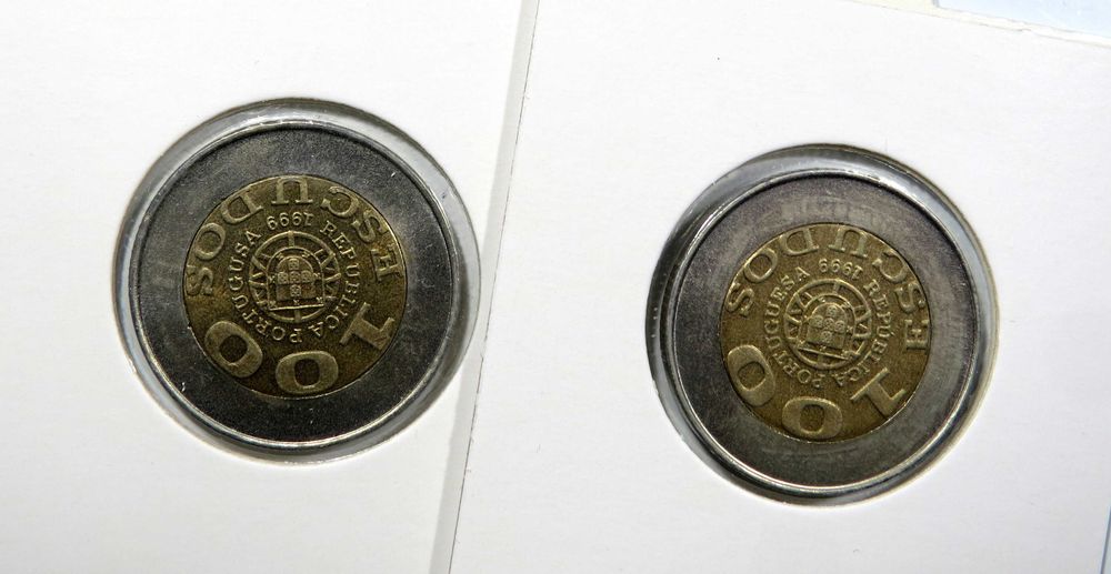 Moedas Republica Portuguesa - 100$ UNICEF C/ e sem Erro 2 Moedas NOVAS