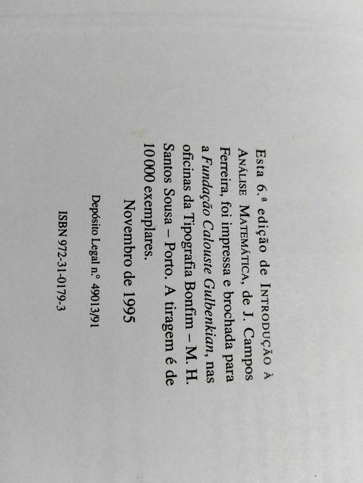 Livro de estudo sobre "Análise Matemática"