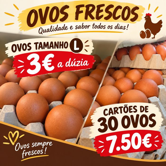 Temos ovos fresquinhos tamanho L