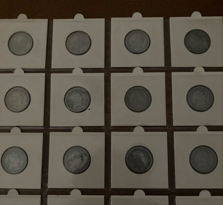 Duas séries completas de 50 centavos de alpaca e bronze