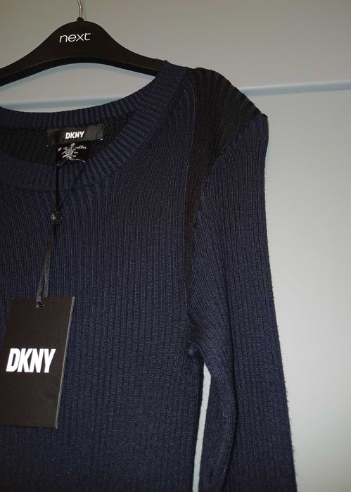 Nowa asymetryczna sukienka DKNY roz. XS, czarno-granatowa